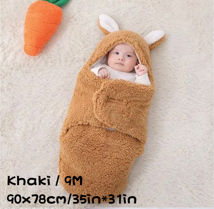 Super Soft Baby Sleeping Bag – Fluffy Fleece Swaddle Blanket with Head Support, Unisex Newborn Sleep Sack for Boys and Girls