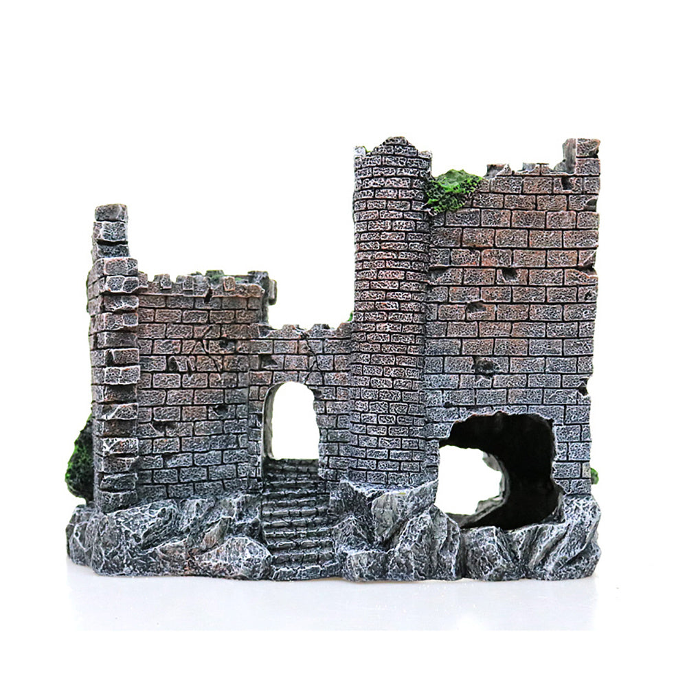 Premium Resin Castle Aquarium Decoration - Medieval Fortress Ornament for Betta & Tropical Fish Tanks