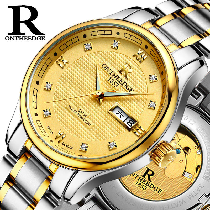 Men's Automatic Mechanical Watch – Luminous, Hollow, Waterproof Fine Steel Business Watch