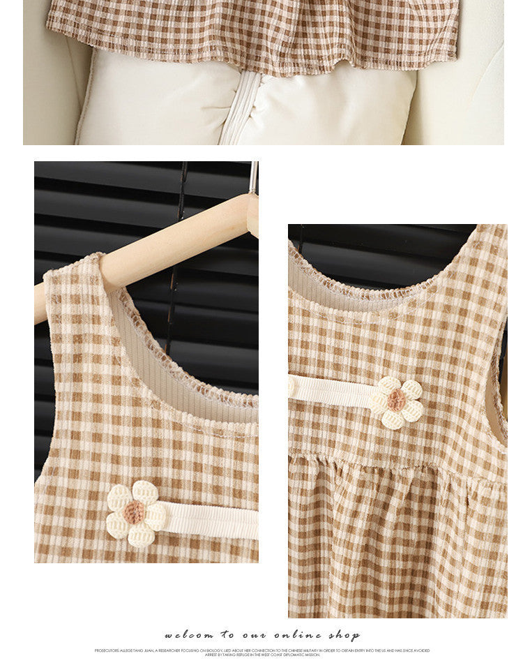 Baby Girl Round-Neck Long-Sleeved Dress Suit – Stylish Baby Girl Outfit for Fall and Winter