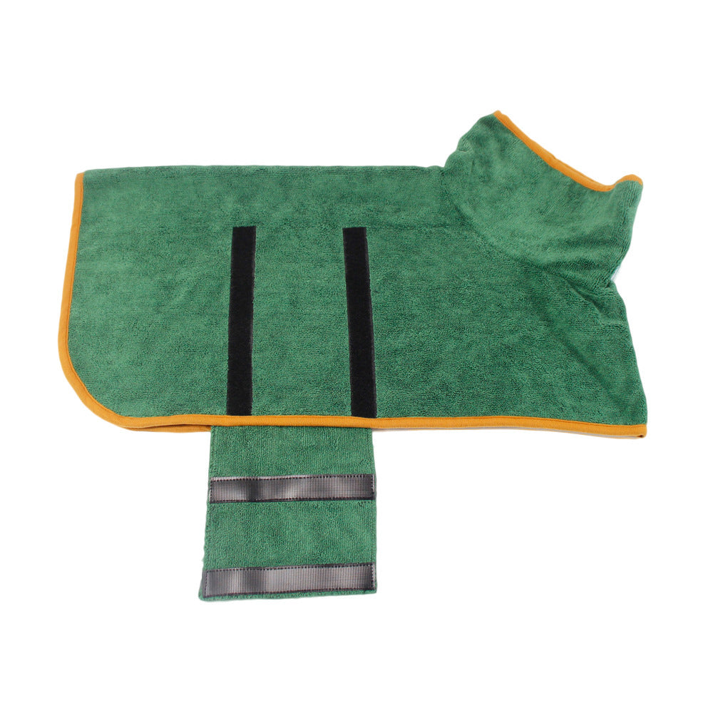 Premium Microfiber Pet Spa Robe - Ultra-Absorbent Quick-Dry Bathrobe with Secure Waist Wrap