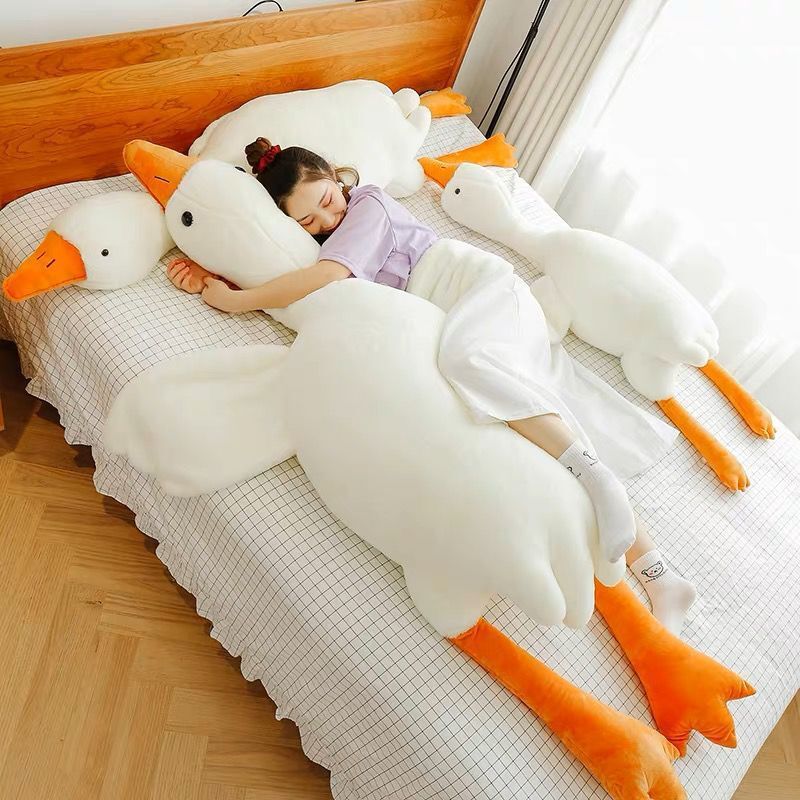 Cute Big White Geese Pillow – Soft Plush Toy, Adorable Stuffed Animal for Kids, Home Decor Cushion
