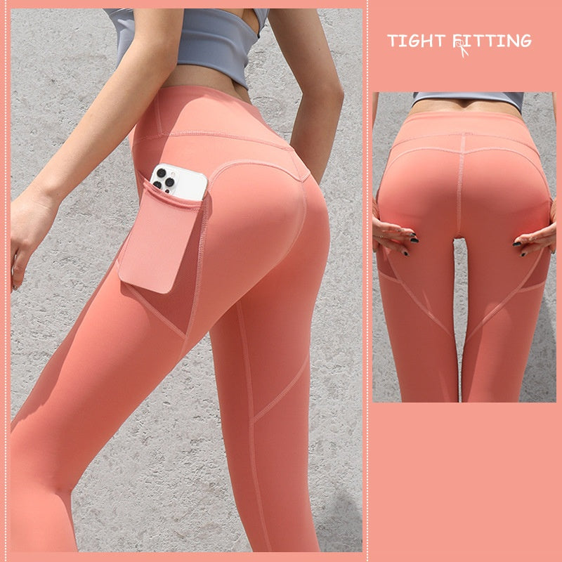 High Waist Seamless Gym Leggings for Women – Push Up Yoga Pants with Pockets