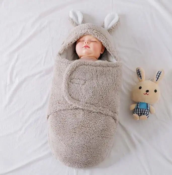Super Soft Baby Sleeping Bag – Fluffy Fleece Swaddle Blanket with Head Support, Unisex Newborn Sleep Sack for Boys and Girls