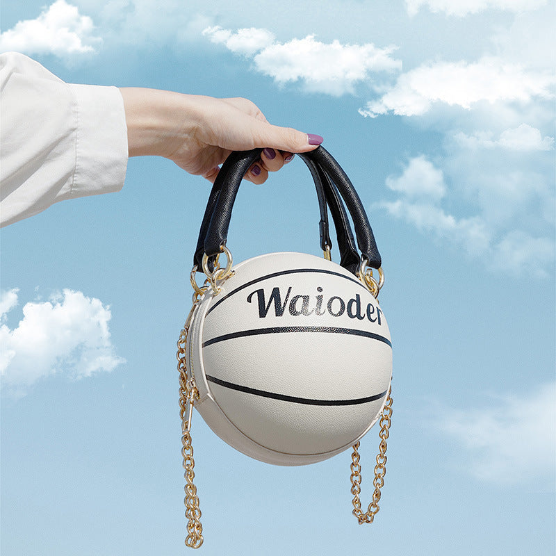 Basketball Shape Handbag - Chain Shoulder Crossbody Bag for Women & Girls
