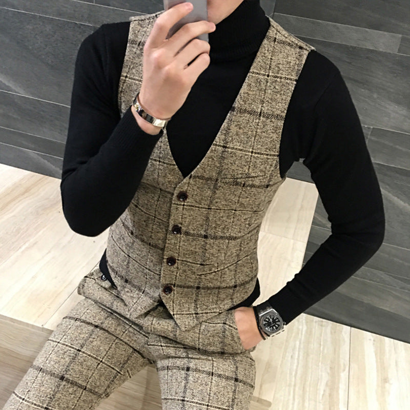Thick Slim Fit Plaid Suits for Men – Stylish Tailored Formal Wear
