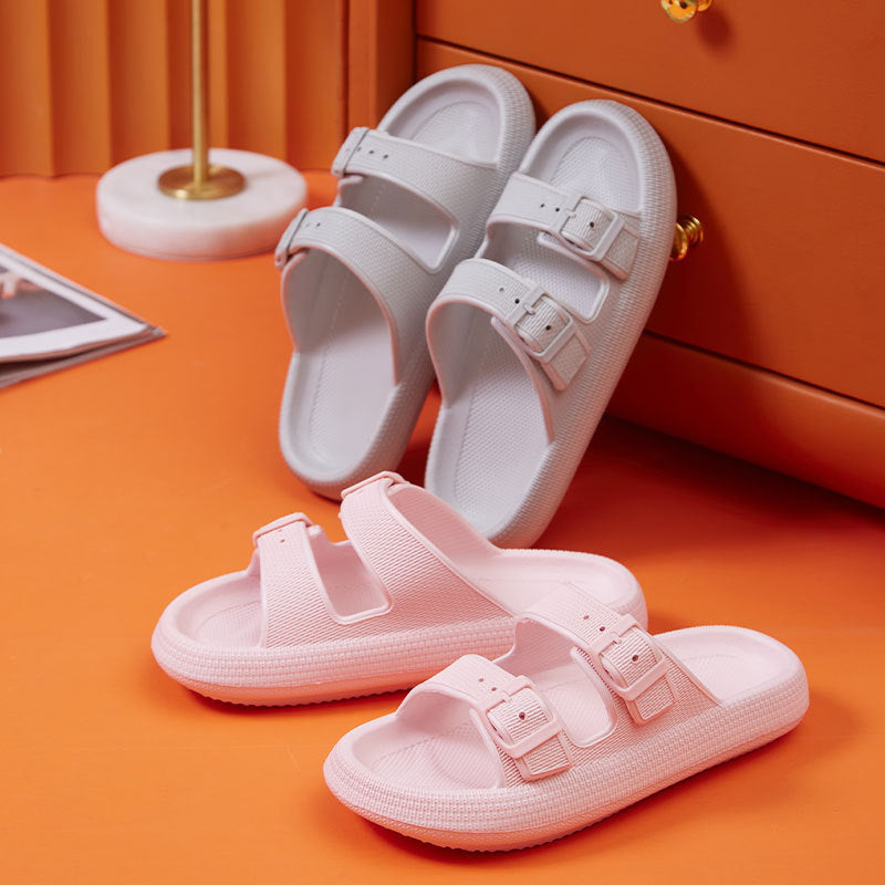 Women's Summer Platform Slippers – Fashionable Buckle Sandals with Soft Bottom for Home & Outdoor Wear
