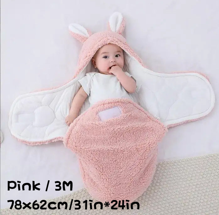 Super Soft Baby Sleeping Bag – Fluffy Fleece Swaddle Blanket with Head Support, Unisex Newborn Sleep Sack for Boys and Girls