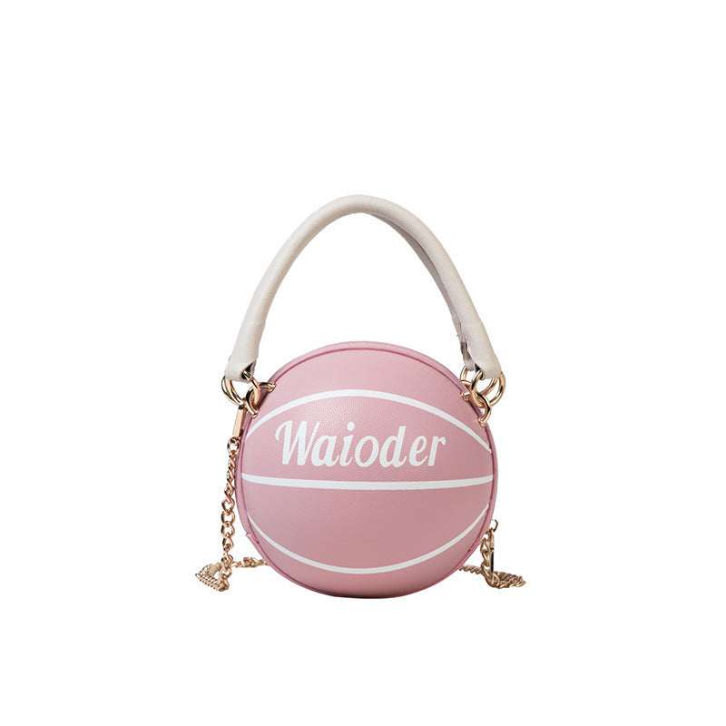 Basketball Shape Handbag - Chain Shoulder Crossbody Bag for Women & Girls