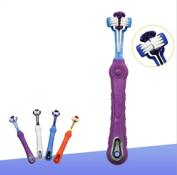 Premium 3-Sided Dog Toothbrush - Professional Dental Care for Fresh Breath & Healthy Teeth