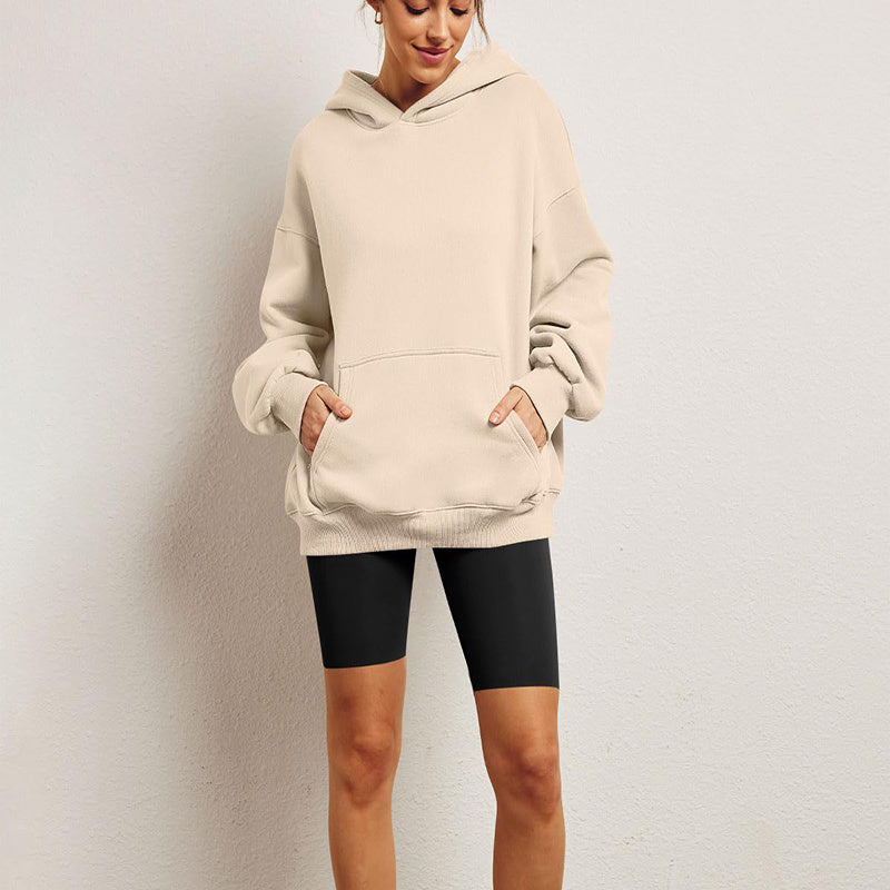 Women's Oversized Fleece Hoodie – Loose Pullover Sweatshirt with Pocket, Long Sleeve, Winter & Fall Sports Outfits