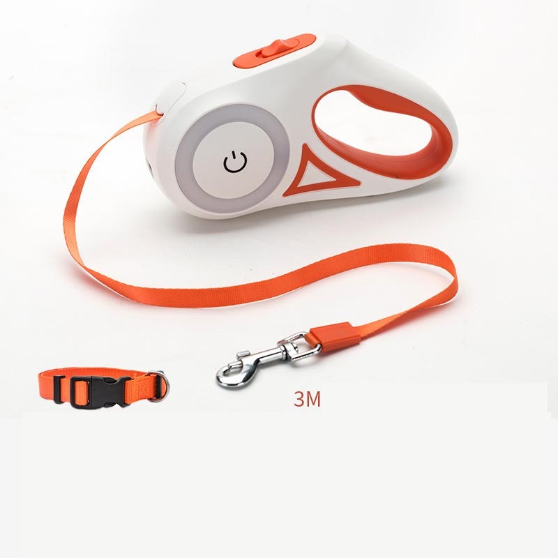 Premium LED Spotlight Dog Leash - Retractable Safety System with Illuminated Collar for Night Walks