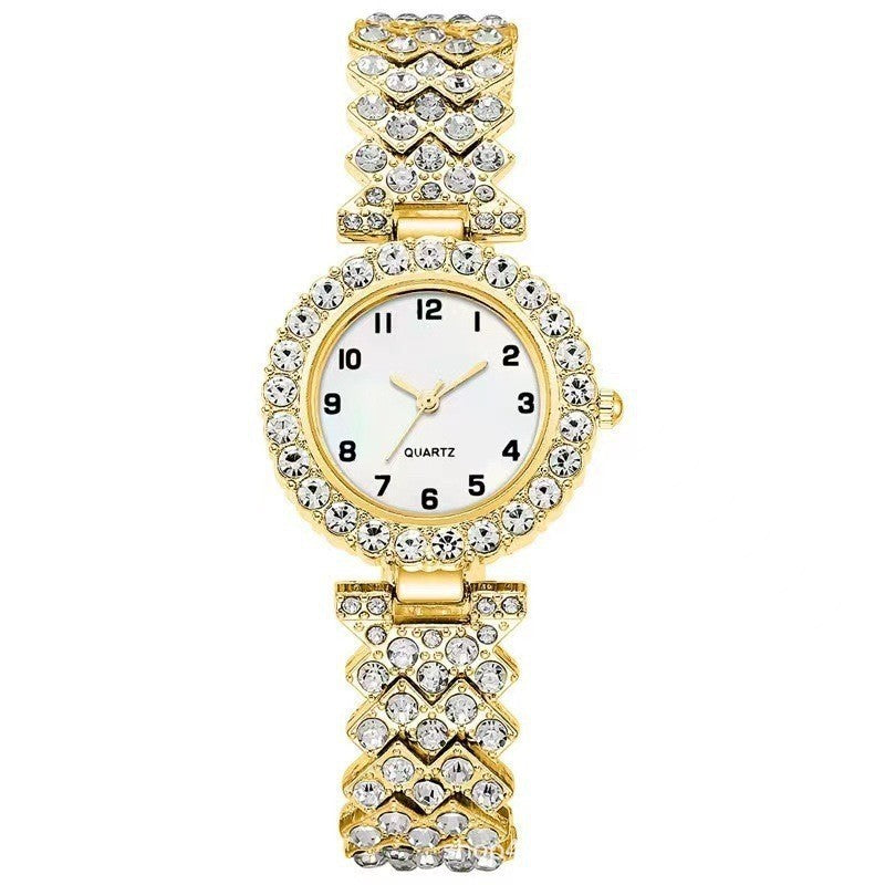 2-Piece Luxury Fashion Jewelry Set - Silver Strap Women's Watch and Alloy Bracelet Wristwatch Gift for Ladies