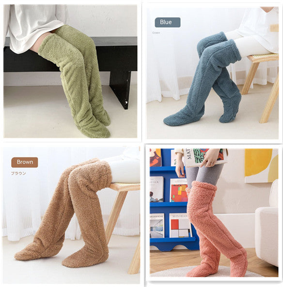 Over-the-Knee Fuzzy Socks for Women – Warm Winter Long Sleeping & Lounge Socks