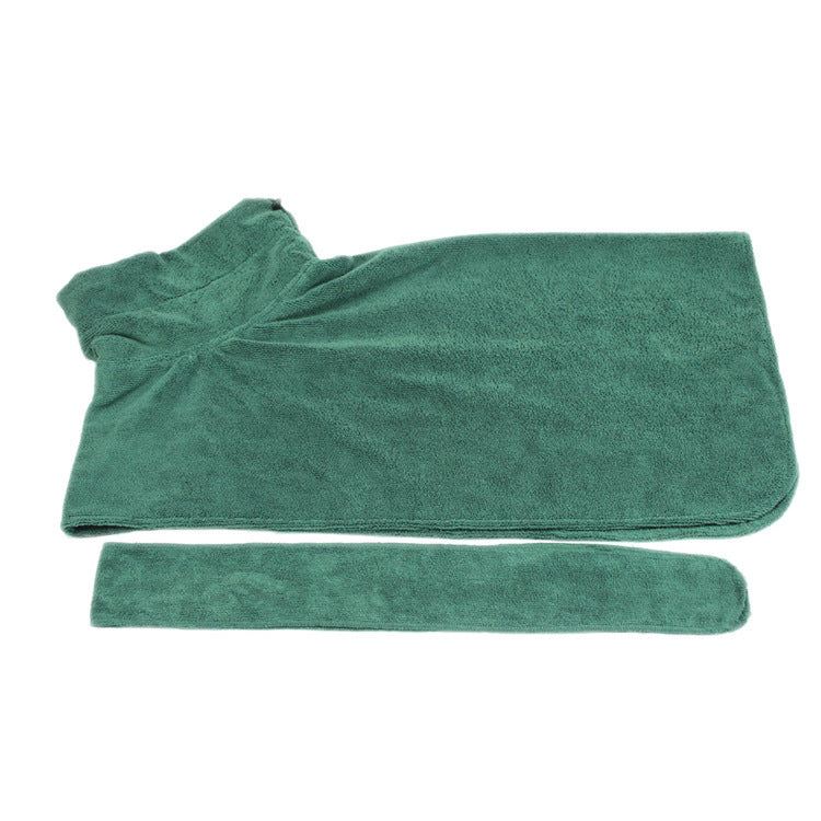 Premium Microfiber Pet Spa Robe - Ultra-Absorbent Quick-Dry Bathrobe with Secure Waist Wrap