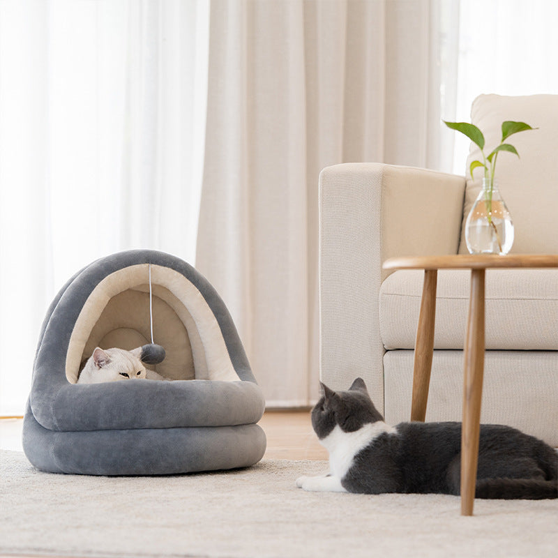 Premium Cat House Sofa Bed - Luxury Enclosed Pet Sanctuary with Ultra-Soft Comfort