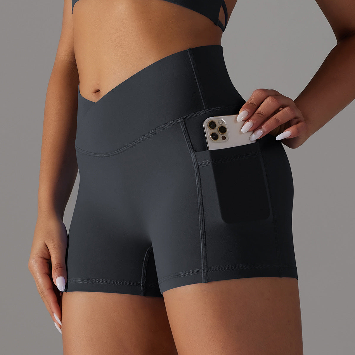 Women's Yoga Shorts with Phone Pocket – Fitness Sports Pants for Comfortable Workouts & Activewear