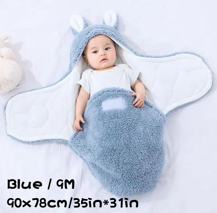 Super Soft Baby Sleeping Bag – Fluffy Fleece Swaddle Blanket with Head Support, Unisex Newborn Sleep Sack for Boys and Girls