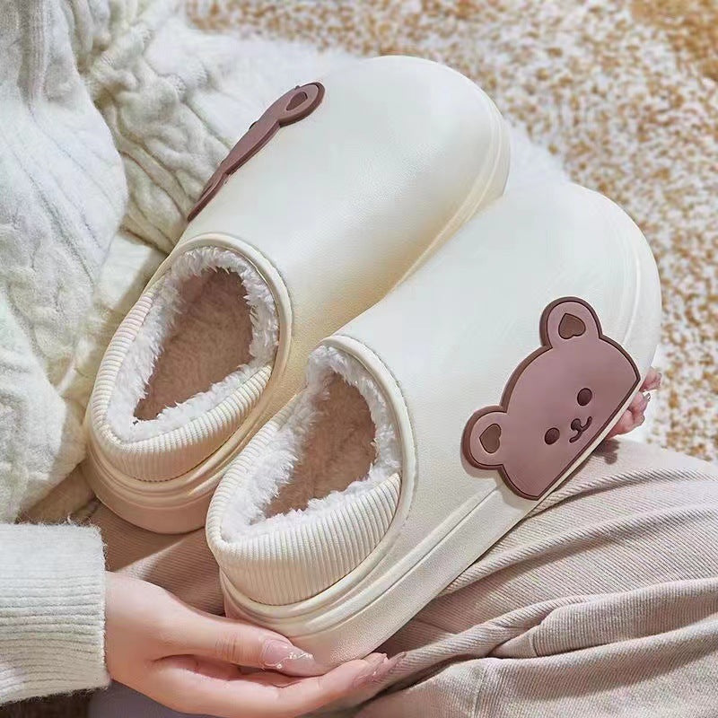 Bear Shaped Fluffy Winter Slippers for Women – Cozy Indoor House Shoes