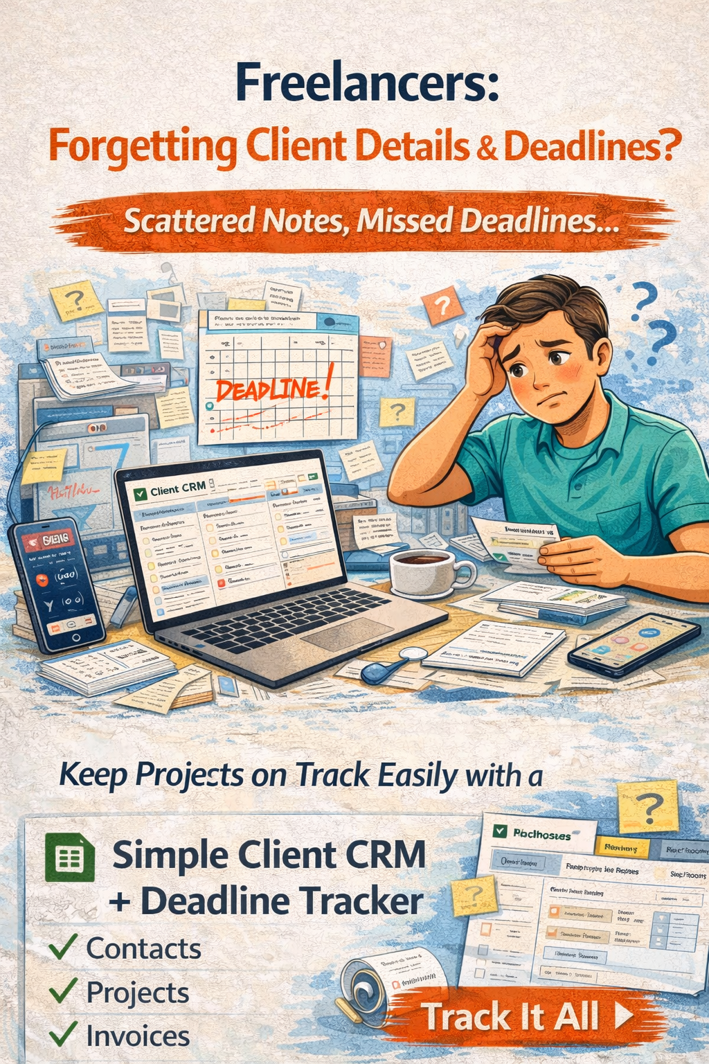 Freelancer Client CRM & Deadline Tracker | Never Miss a Deadline or Invoice