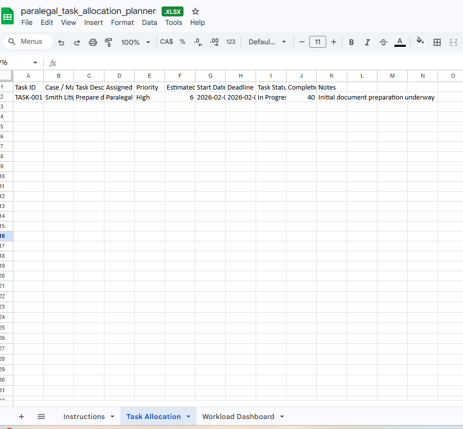 Paralegal Task Allocation Planner | Assign Legal Tasks, Balance Workloads and Track Case Progress