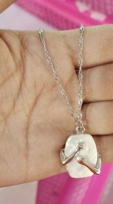 Unique Square Baroque Pearl Couple Pendant Necklace - Valentine's Day Lover Gift & Party Jewelry