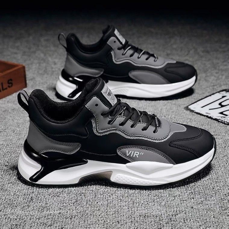 Stylish Black & White Sneakers for Men – Lightweight, Breathable Casual Outdoor Sports Shoes