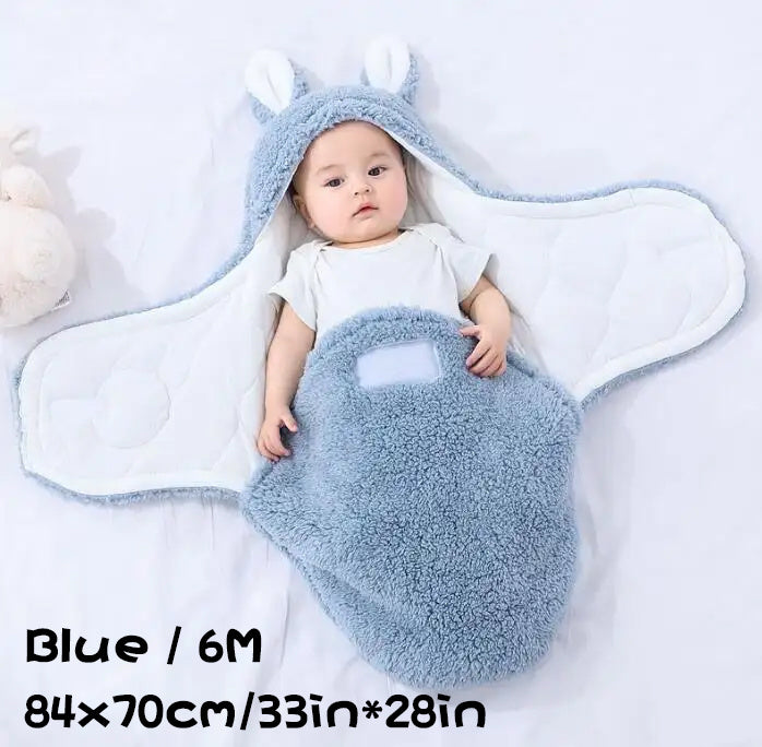 Super Soft Baby Sleeping Bag – Fluffy Fleece Swaddle Blanket with Head Support, Unisex Newborn Sleep Sack for Boys and Girls