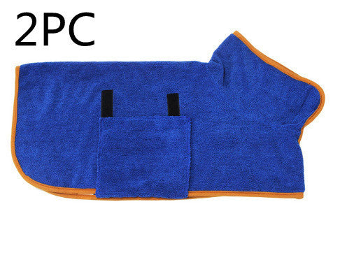 Premium Microfiber Pet Spa Robe - Ultra-Absorbent Quick-Dry Bathrobe with Secure Waist Wrap