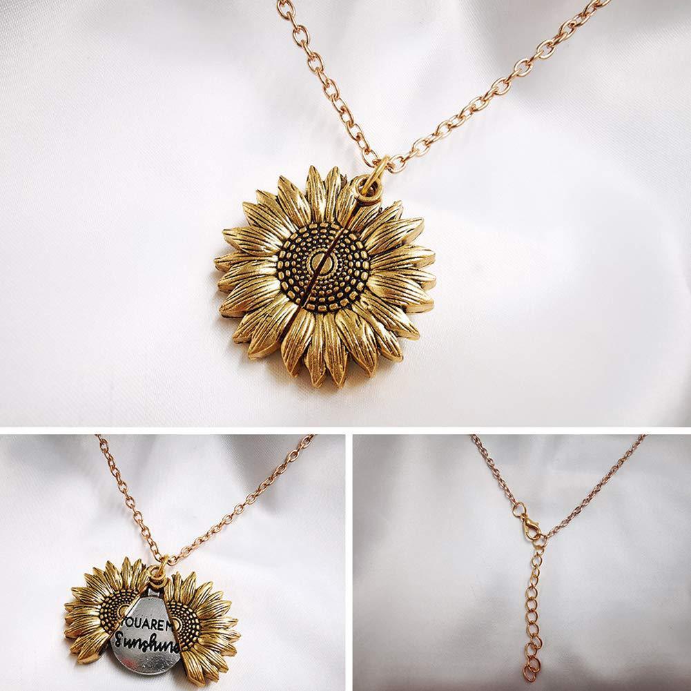 "You Are My Sunshine" Sunflower Necklace - Meaningful Pendant for Women and Men, Perfect Couple Gift