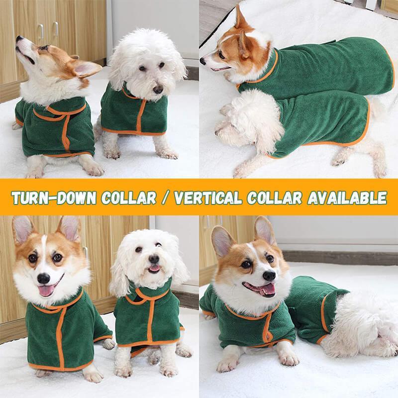 Premium Microfiber Pet Spa Robe - Ultra-Absorbent Quick-Dry Bathrobe with Secure Waist Wrap