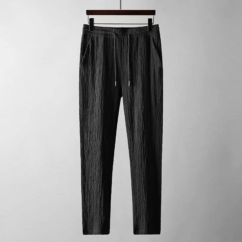 Summer Leisure Suit for Men - Loose Short Sleeve Top & Drawstring Trousers Fashionable Casual Outfit