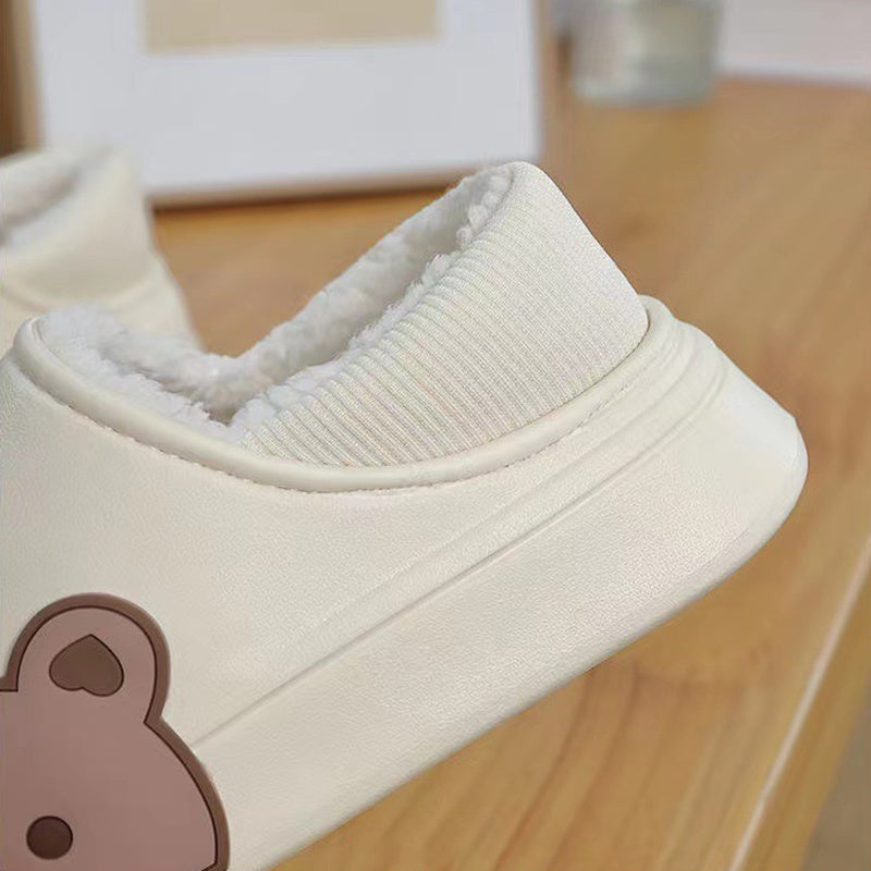 Bear Shaped Fluffy Winter Slippers for Women – Cozy Indoor House Shoes