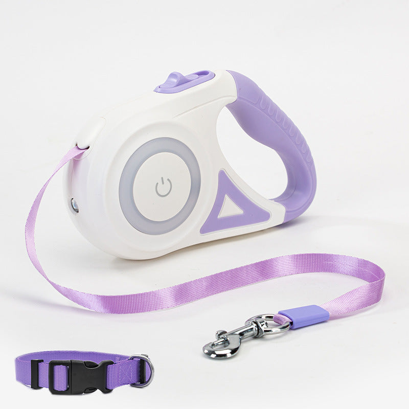 Premium LED Spotlight Dog Leash - Retractable Safety System with Illuminated Collar for Night Walks