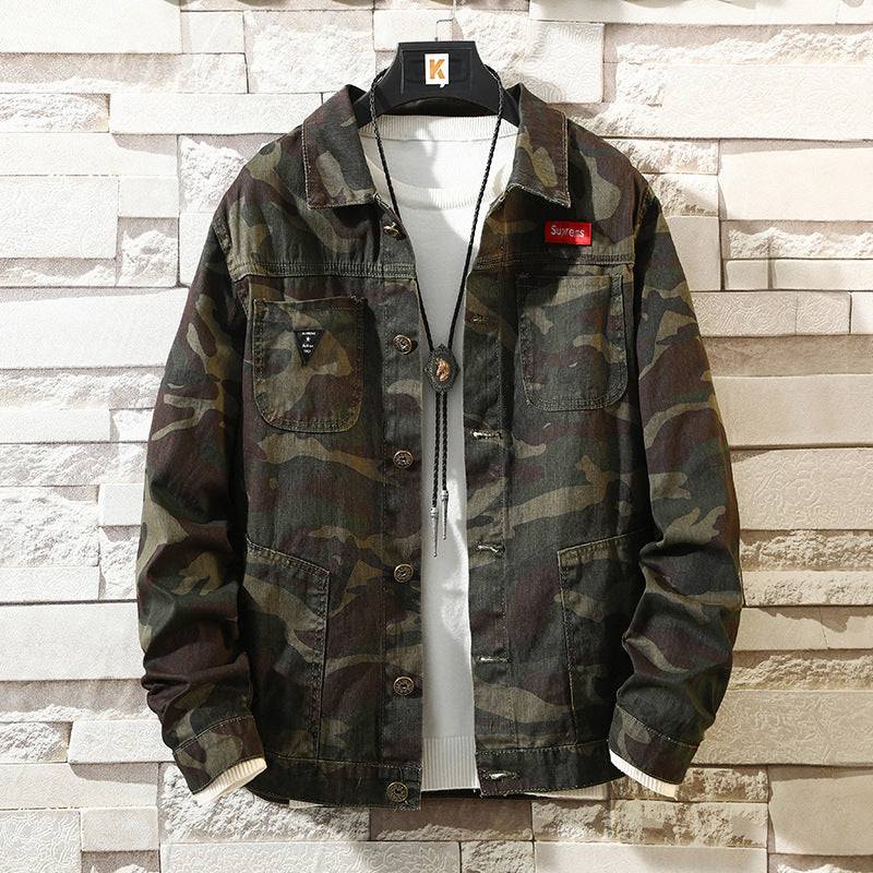 New Men's Camouflage Denim Jacket Coat