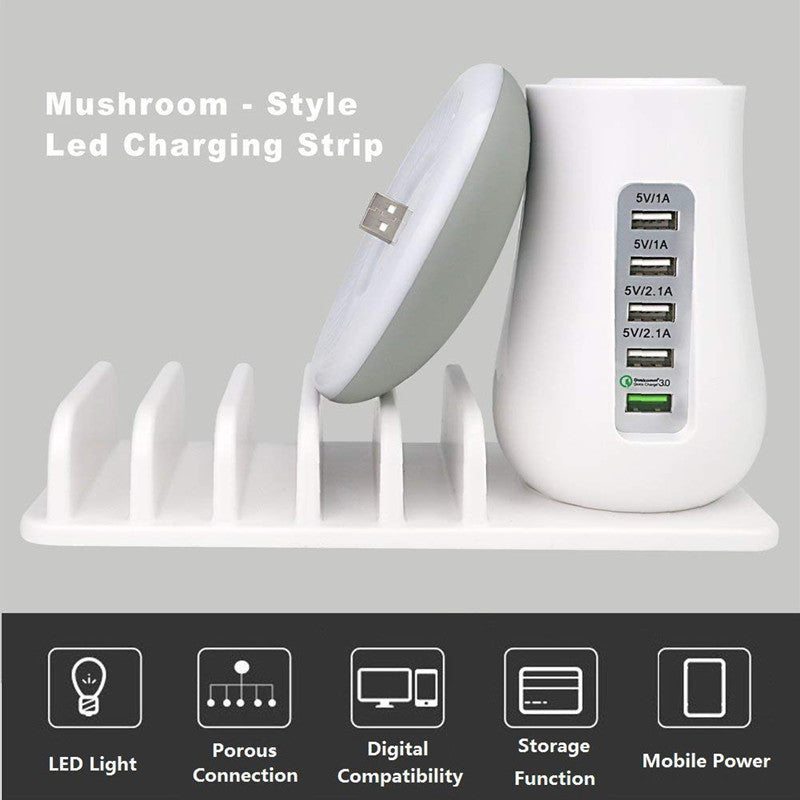 2-in-1 Mushroom LED Lamp – USB Charger and Lamp Holder for Home & Office Desk Lighting
