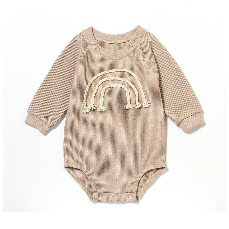 Spring and Autumn Baby Romper – Soft Long Sleeve Waffle Knit Romper for Newborns and Infants