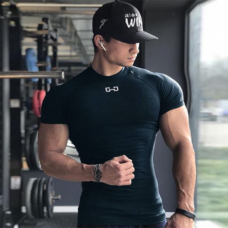Quick Dry Gym T-Shirt for Men, Short Sleeve Running Workout Shirt