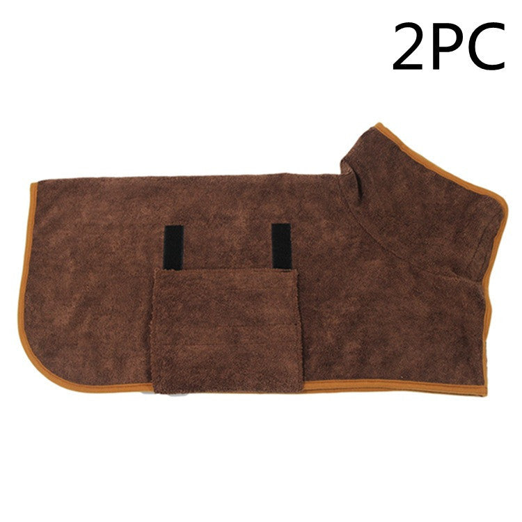 Premium Microfiber Pet Spa Robe - Ultra-Absorbent Quick-Dry Bathrobe with Secure Waist Wrap