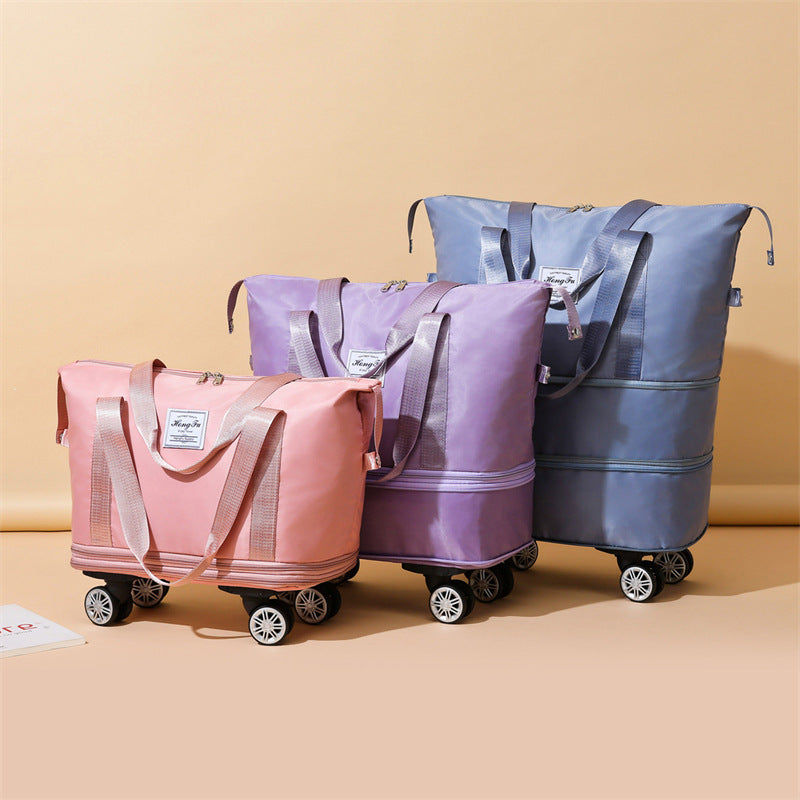 Women's Large Capacity Travel Bag with Universal Wheels – Double-Layer Dry & Wet Separation Fitness, Yoga, and Sports Handbag