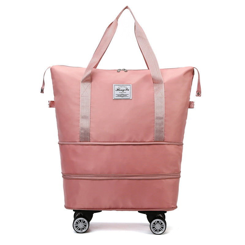 Women's Large Capacity Travel Bag with Universal Wheels – Double-Layer Dry & Wet Separation Fitness, Yoga, and Sports Handbag