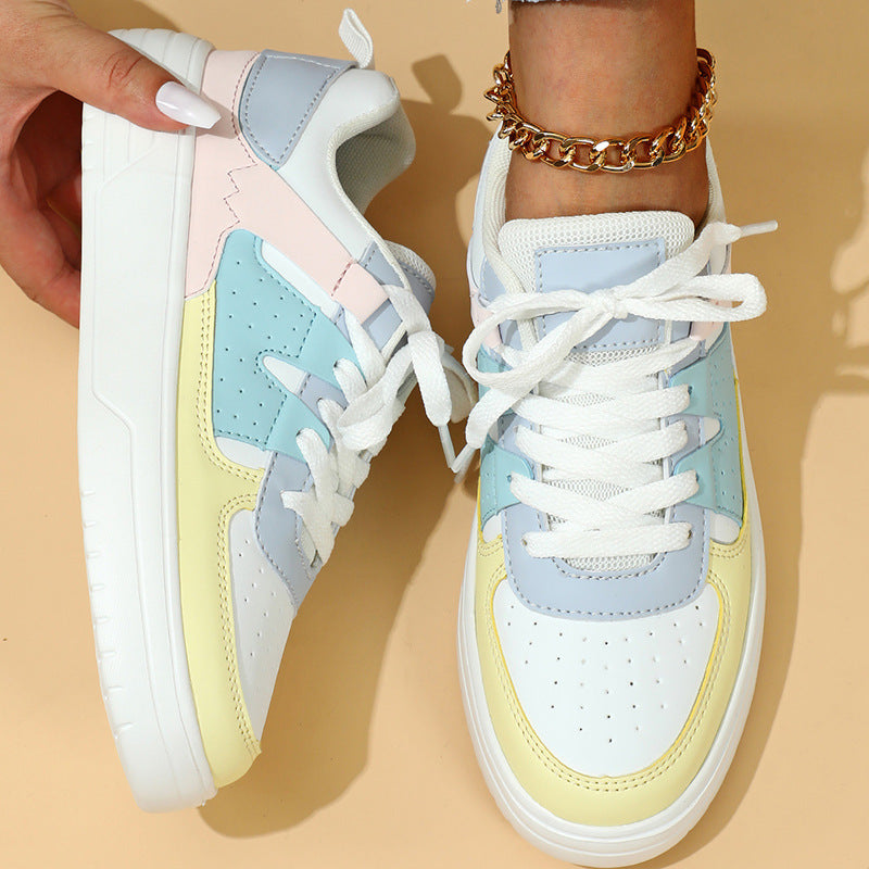 Trendy Fashion Platform Sneakers Lace-up Outdoor Casual Flat Shoes Comfortable Soft Bottom