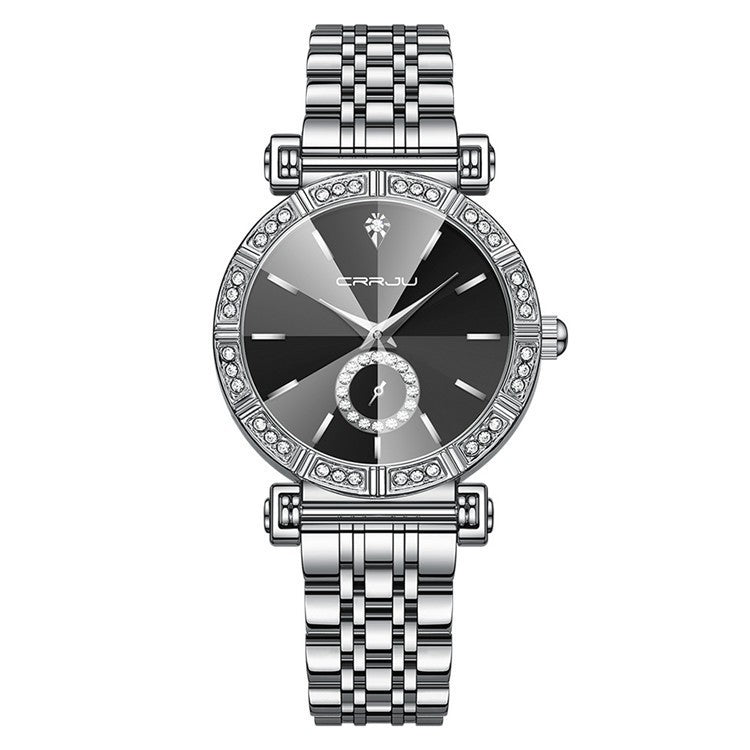 Women's Steel Belt Diamond-Embedded Watch – Luxury Stainless Steel Wristwatch for Women