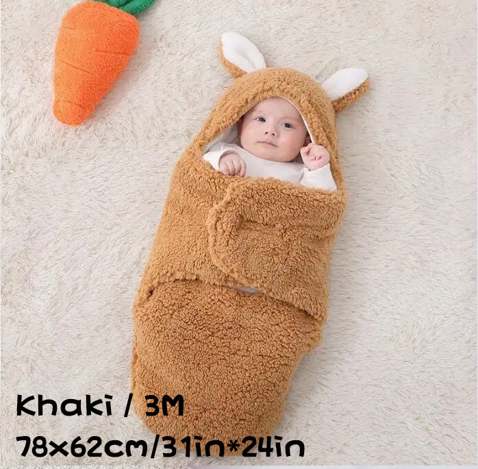 Super Soft Baby Sleeping Bag – Fluffy Fleece Swaddle Blanket with Head Support, Unisex Newborn Sleep Sack for Boys and Girls