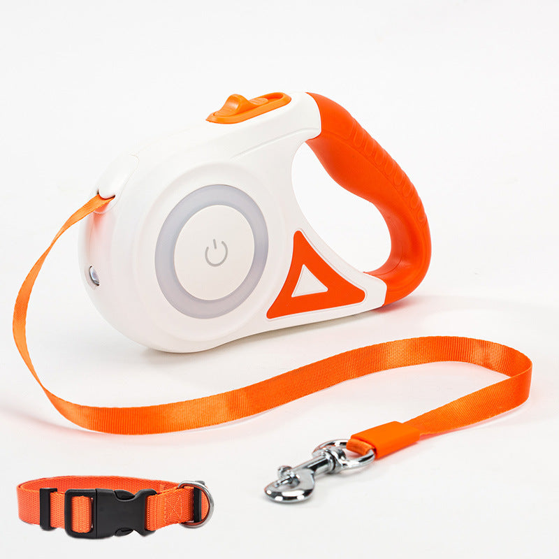 Premium LED Spotlight Dog Leash - Retractable Safety System with Illuminated Collar for Night Walks