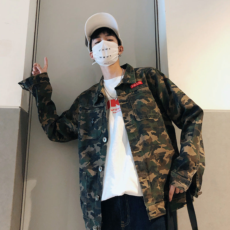 New Men's Camouflage Denim Jacket Coat