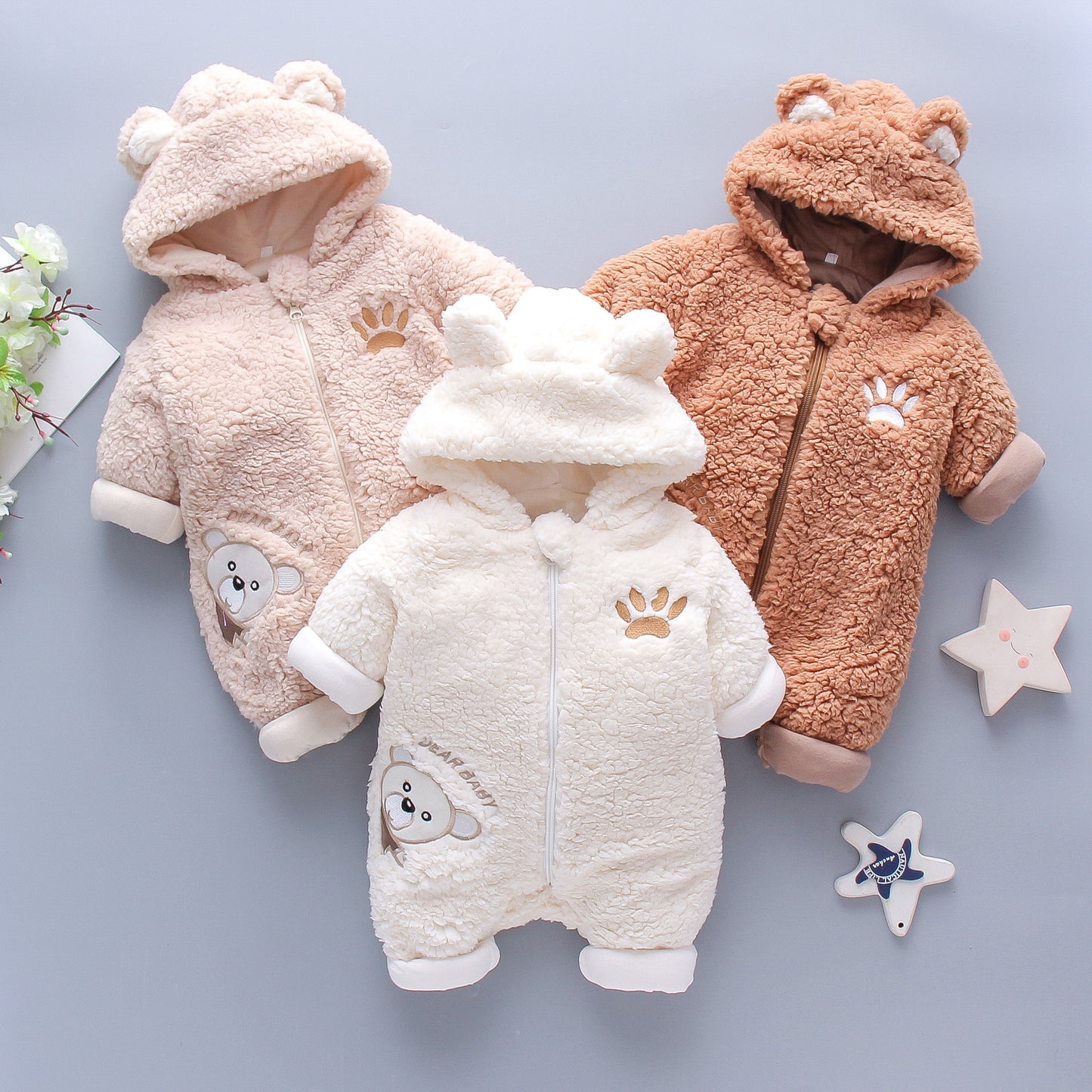 Winter Baby Romper – Soft Cotton Baby Clothes for Boys and Girls, Warm Baby Winter Onesie