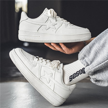 Thick Soled White Casual Sneakers for Men - Trendy Platform Sneakers