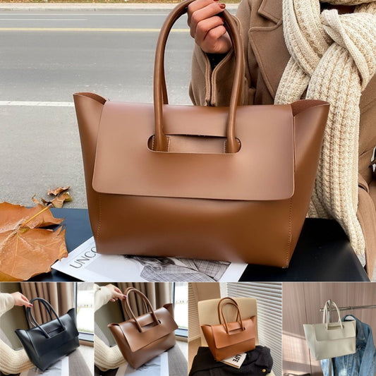Fashion Shoulder Bag - Large Capacity Retro Tote, Solid Color High Quality Handbag