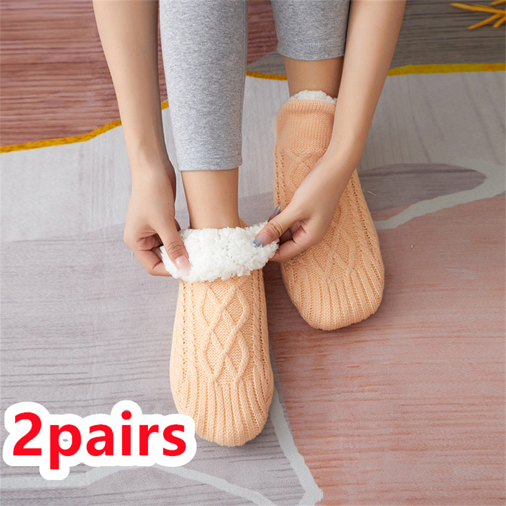 Winter Woolen Socks for Women – Thick, Warm Non-Slip Foot Warmers & Bedroom Slippers